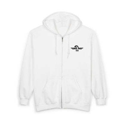 Origins 1904 Unisex Zip Hoodie with Eagle Chest + Mystique Back Print