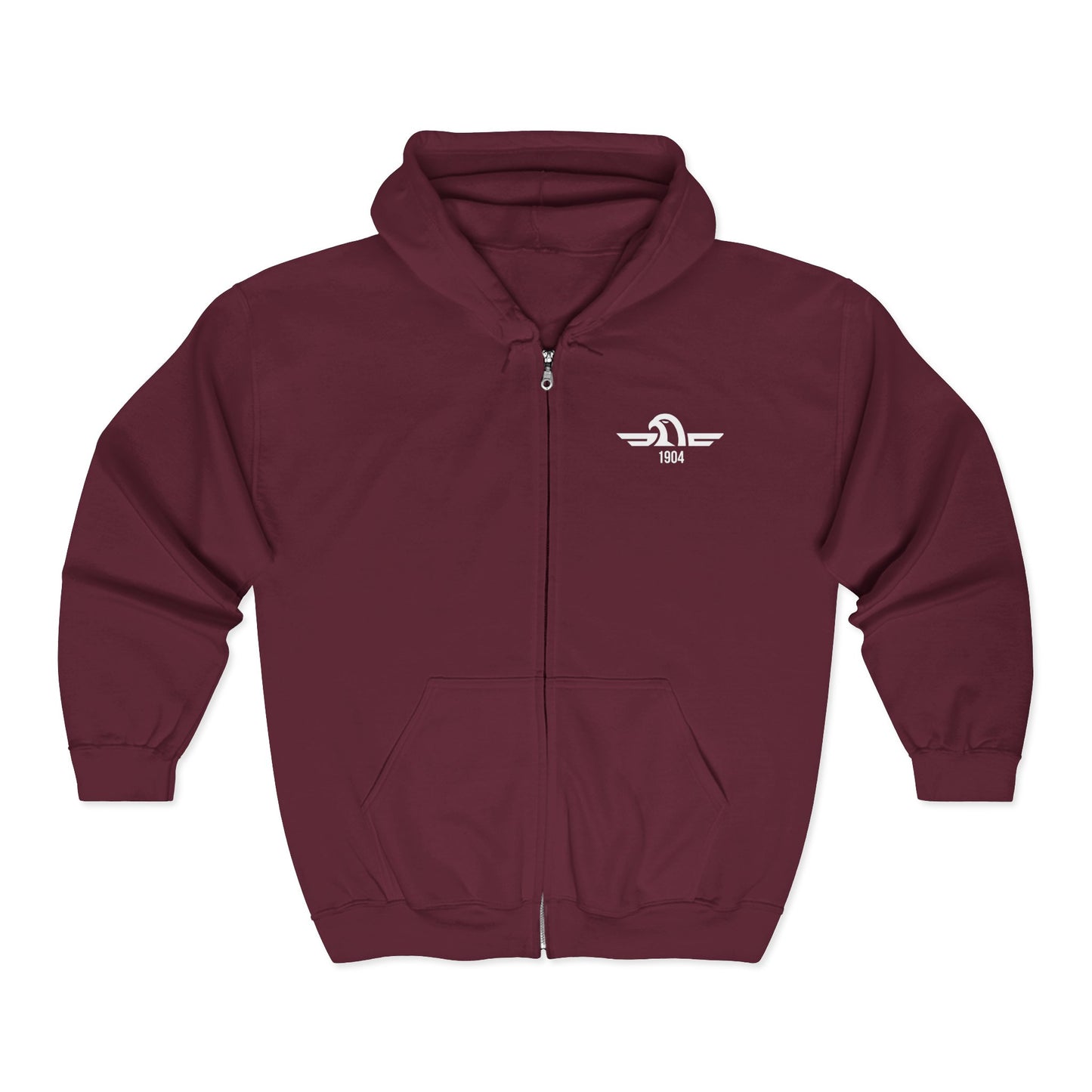 Origins 1904 Unisex Zip Hoodie with Eagle Chest + Mystique Back Print