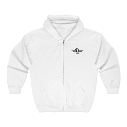 Origins 1904 Unisex Zip Hoodie with Eagle Chest + Mystique Back Print