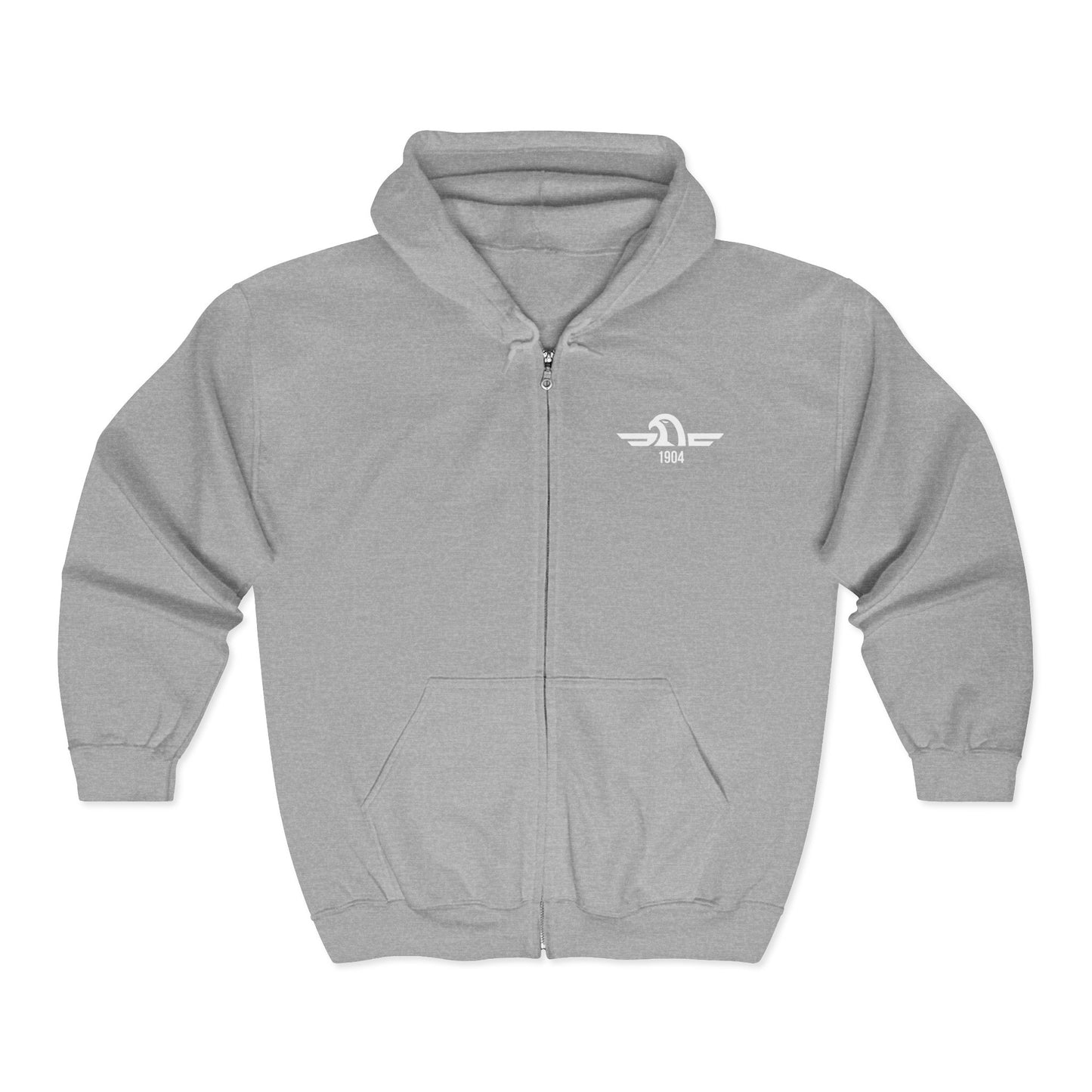Origins 1904 Unisex Zip Hoodie with Eagle Chest + Mystique Back Print